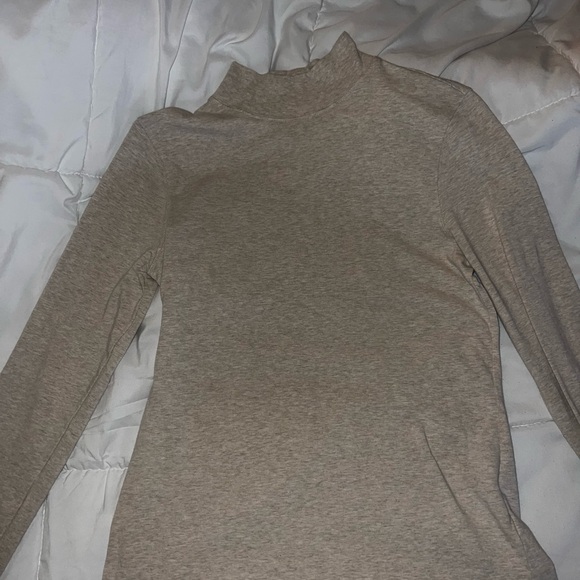 tan mockneck long sleeve shirt - Picture 1 of 3